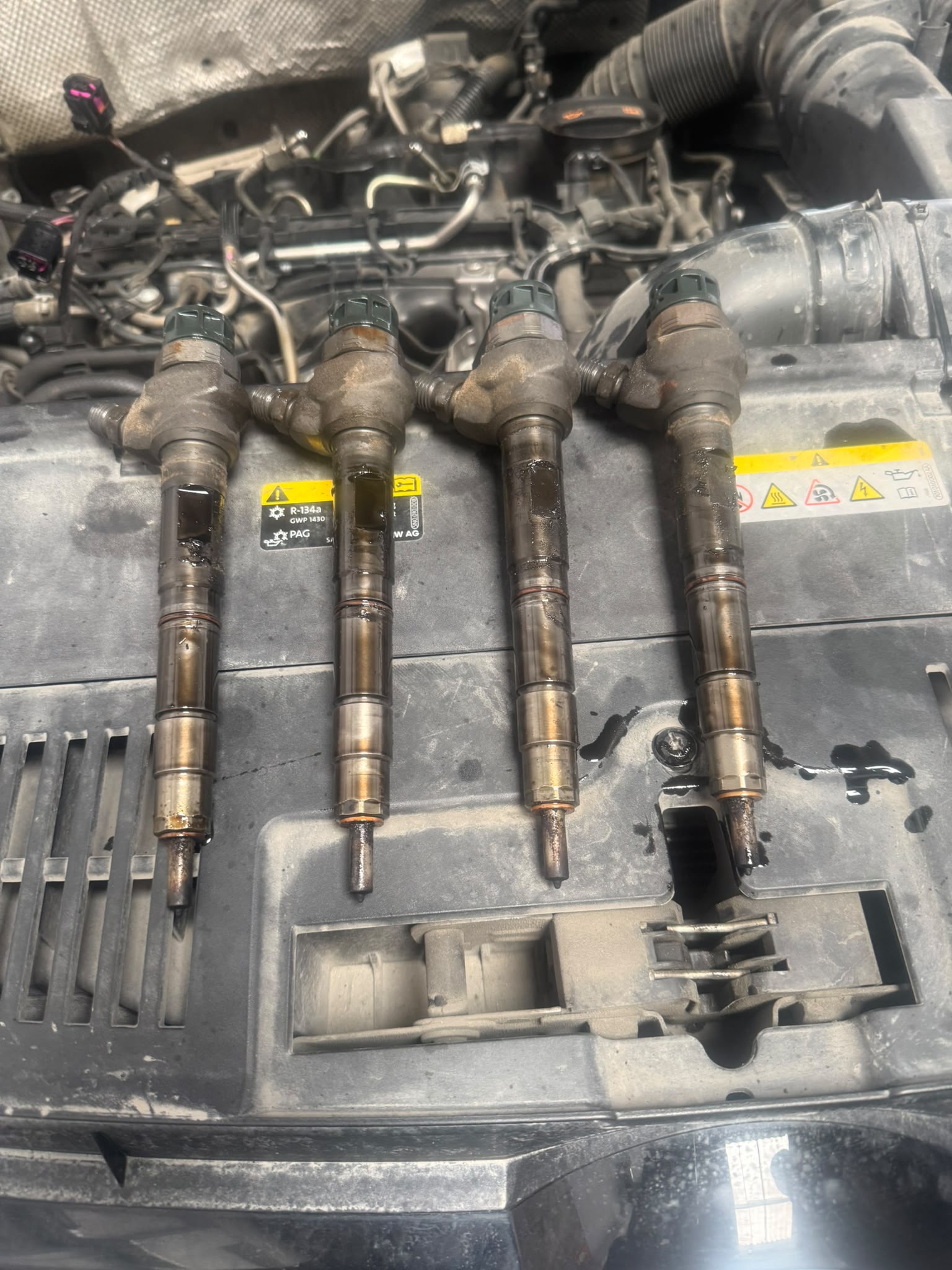 Motor bölmesinden çıkarılmış enjektörler